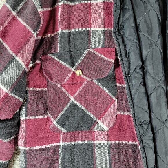 Vintage Northwest Blue Mens Jacket M Red Black Plaid Quilt Lined Flannel Shacket - Picture 5 of 16